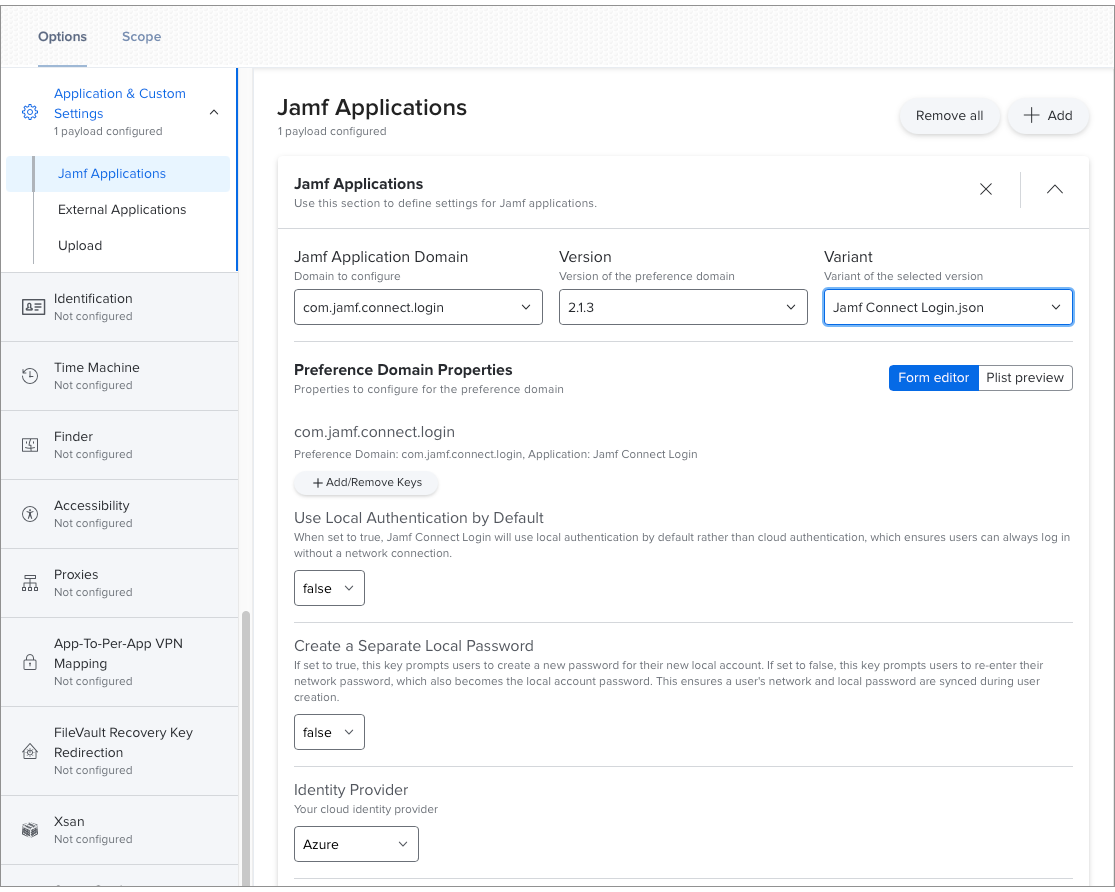 Creación de un Jamf Connect de configuración con Jamf Pro ...