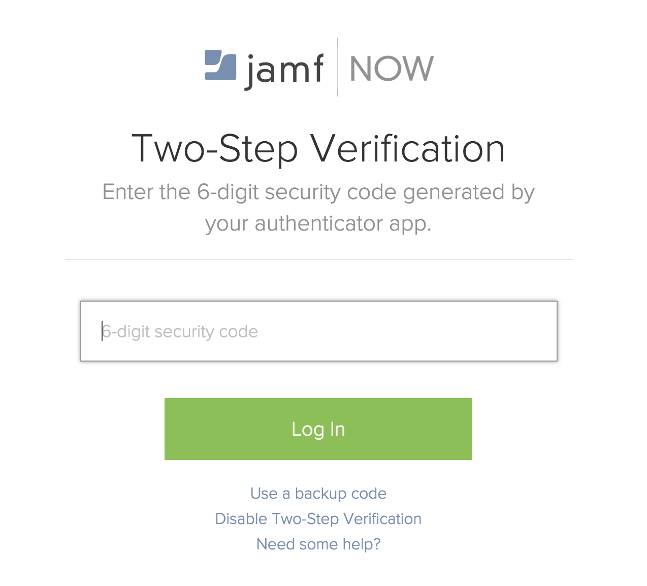 Captura de pantalla de la verificación en dos pasos, con un campo para introducir tu código de seguridad de 6 dígitos.