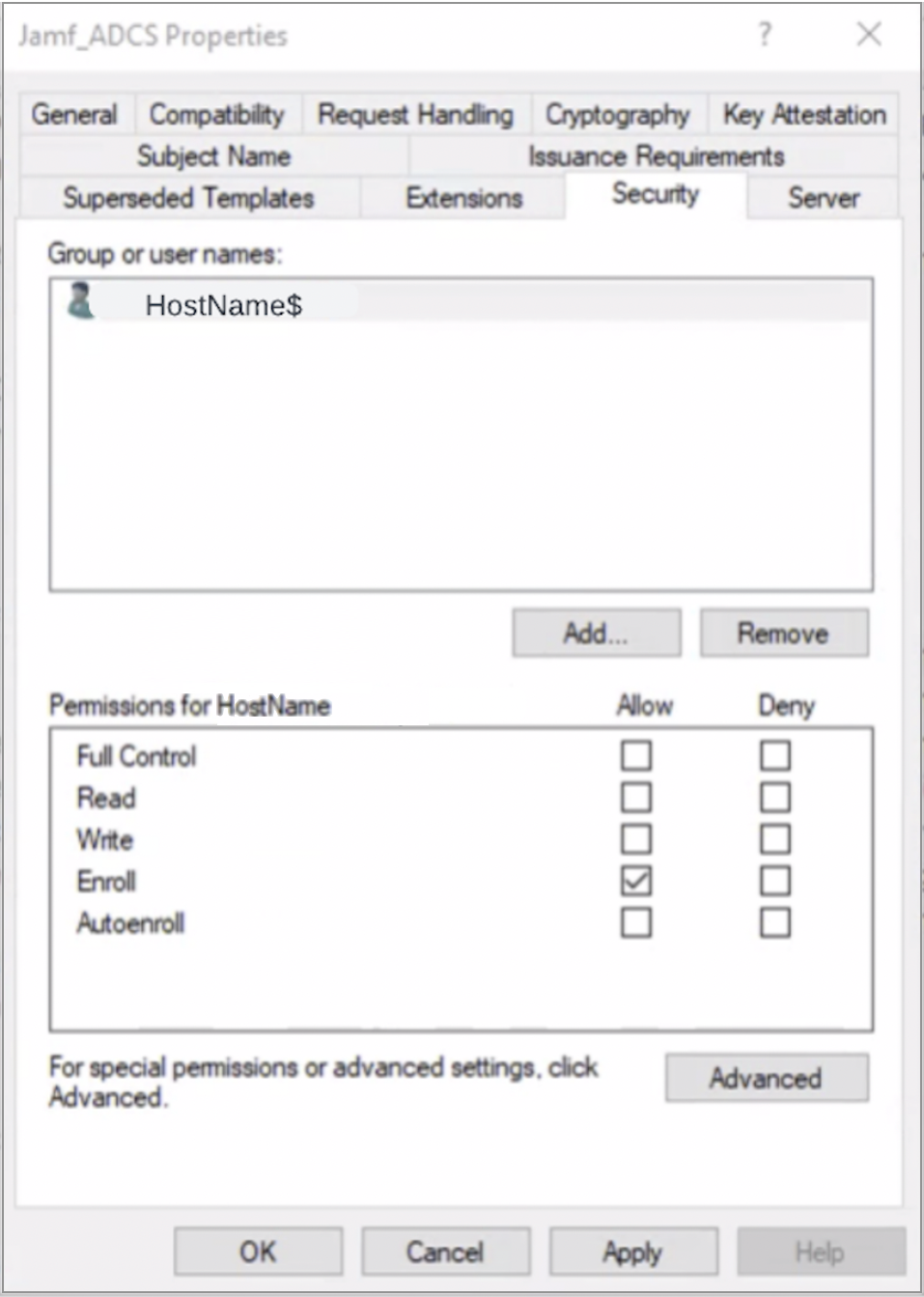 Configuring a Template and Permissions in AD CS Integrating with